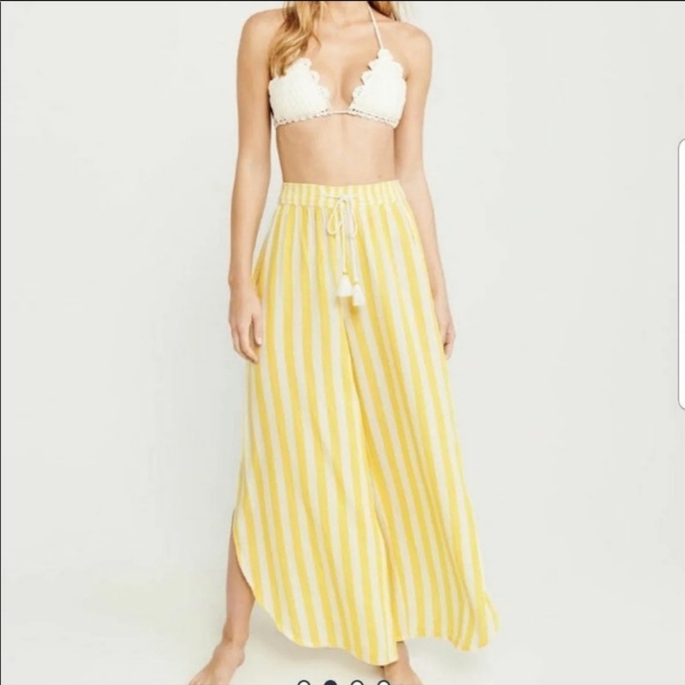 Abercrombie & Fitch Flowy Striped Wide Leg Pants sz L